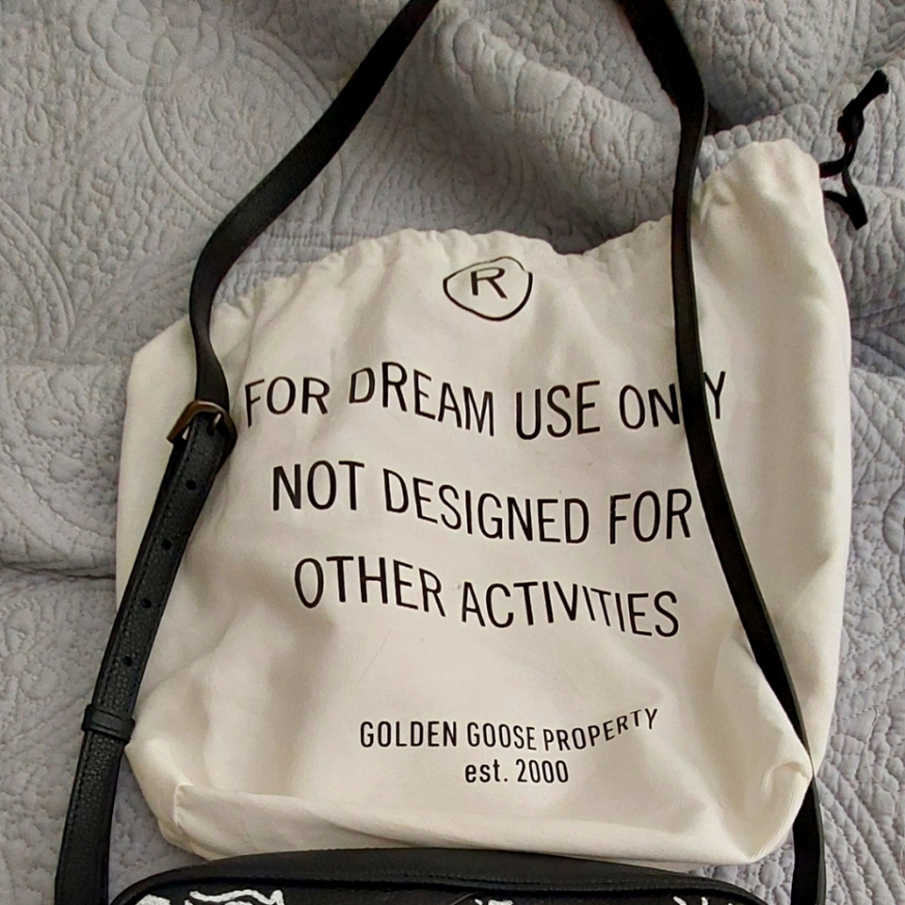 Golden goose bag, graphite cross back strap